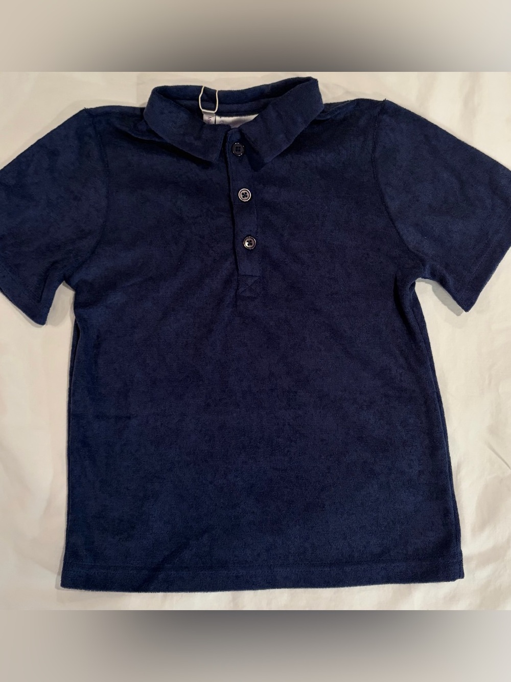 Rachel Riley London Terry Cloth Polo Shirt in Navy sz 6 NWT